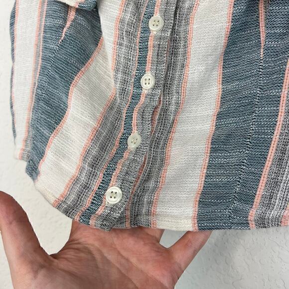 Altar'd State Striped Button Front Off the Shoulder Gauzy Crop Top Size Medium - Picture 3 of 7